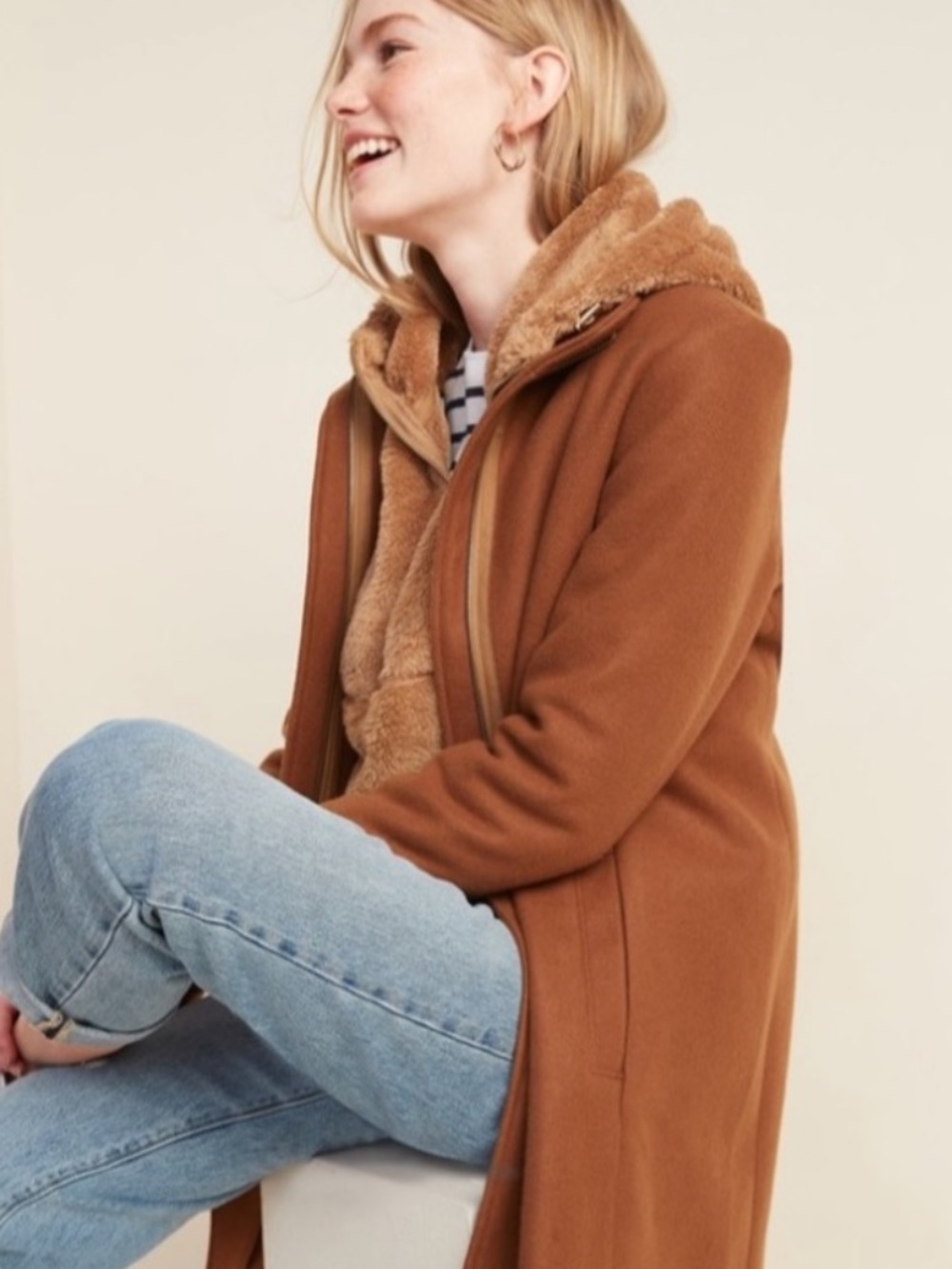 Old Navy Womens Soft Brushed Funnel Neck Coat medium tall - Picture 5 of 14